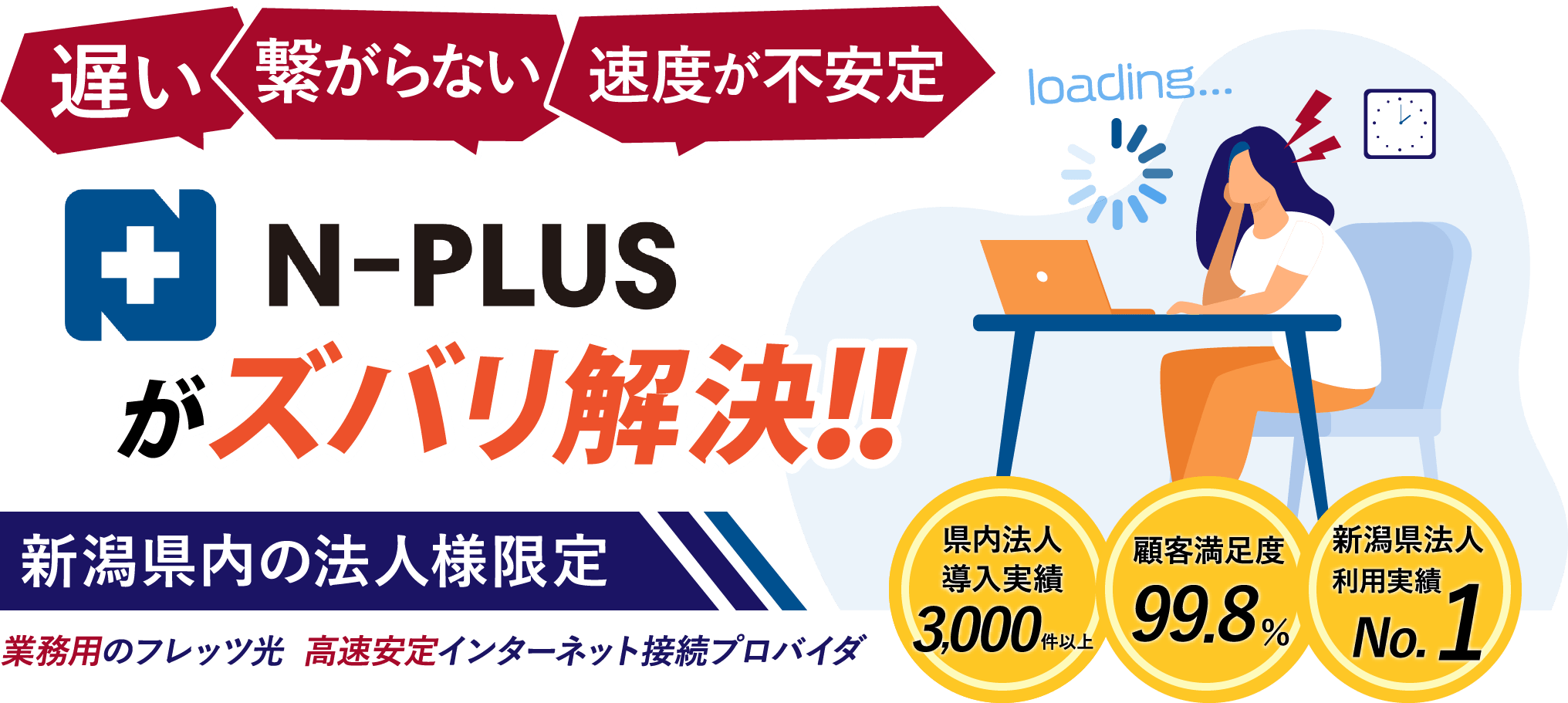 「遅い」「繫がらない」「速度が不安定」N-PLUSがズバリ解決！